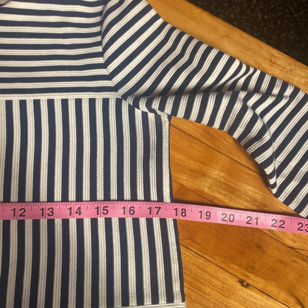 Madewell navy and cream striped shirt.  Small - Picture 3 of 5